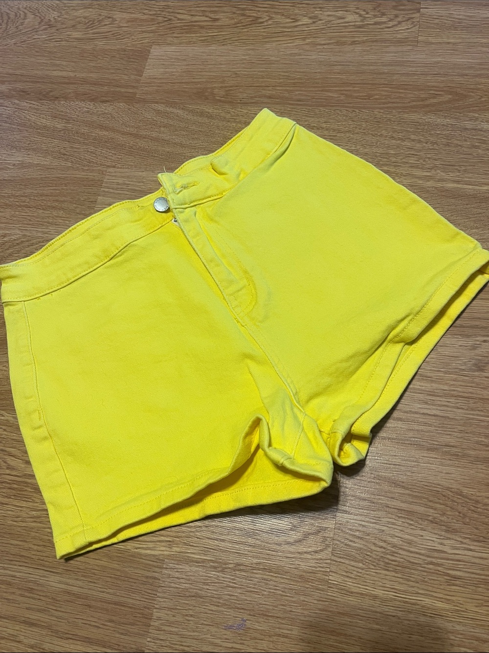Yellow Women's High-Rise Cotton Shorts